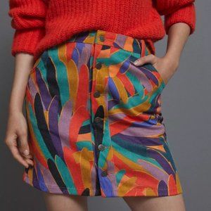 Anthropologie Farm Rio Kiki Corduroy Mini Skirt